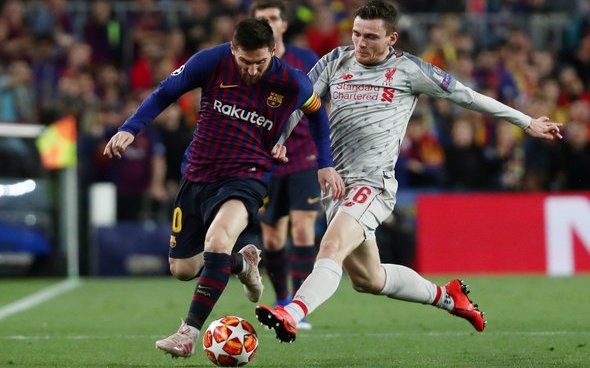 Image for Liverpool fans fondly recall Andrew Robertson’s altercation with Lionel Messi on the Scot’s 26th birthday