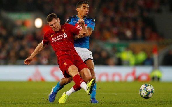 Image for Liverpool fans slam Milner at FT v Napoli